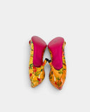 Escarpins peep-toe à imprimé floral jaune