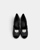 Escarpins peep-toe noirs et gris