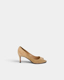 Escarpins peep-toe en daim beige
