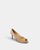 Escarpins peep-toe en daim beige