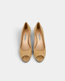Escarpins peep-toe en daim beige