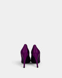 Escarpins en satin violet à fleur