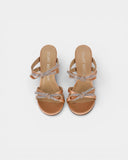 Sandales satinées avec nœuds et strass