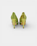 Anise green leather pumps with a python effect