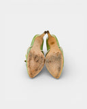 Anise green leather pumps with a python effect