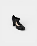 Mary Jane black leather pumps