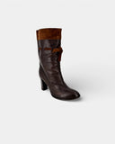 Brown leather ankle boots