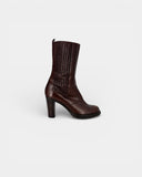 Brown leather ankle boots