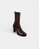 Brown leather ankle boots