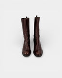 Brown leather ankle boots