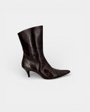 Studded brown leather ankle boots