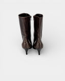Studded brown leather ankle boots