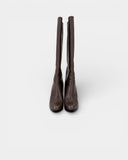 Taupe leather knee-high boots