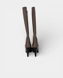 Taupe leather knee-high boots