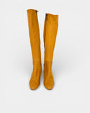 Camel grained leather heeled boots