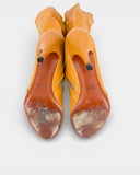 Camel grained leather heeled boots