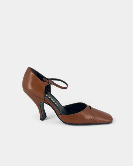Escarpins marrons à brides- 38 EU / 8 US