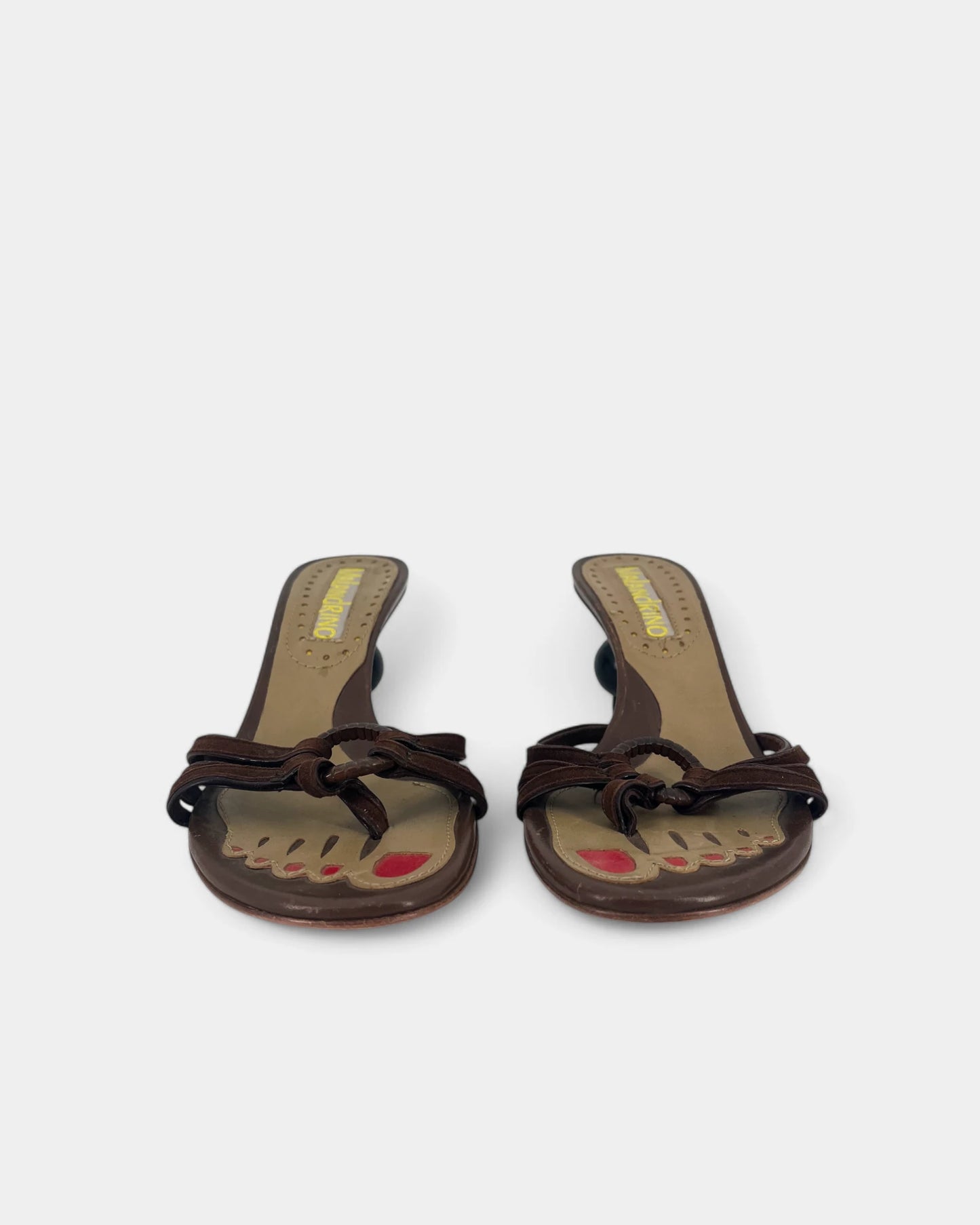 Brown heeled sandals
