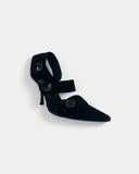 Black suede pumps