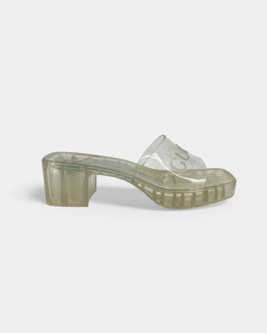 Mules transparentes à talons - 39 EU / 9 US