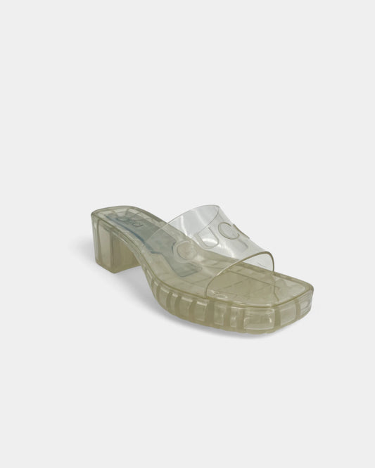 Mules transparentes à talons - 39 EU / 9 US