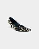 Black and white zebra print pumps