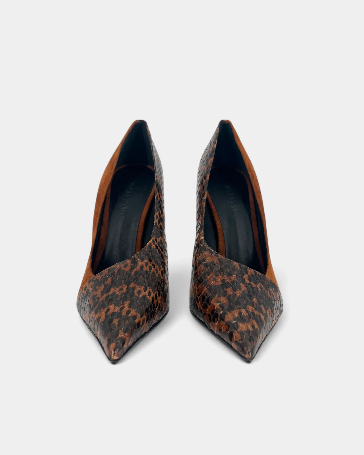 Escarpins marrons en cuir retourné motif reptile - 36.5 EU / 6.5 US