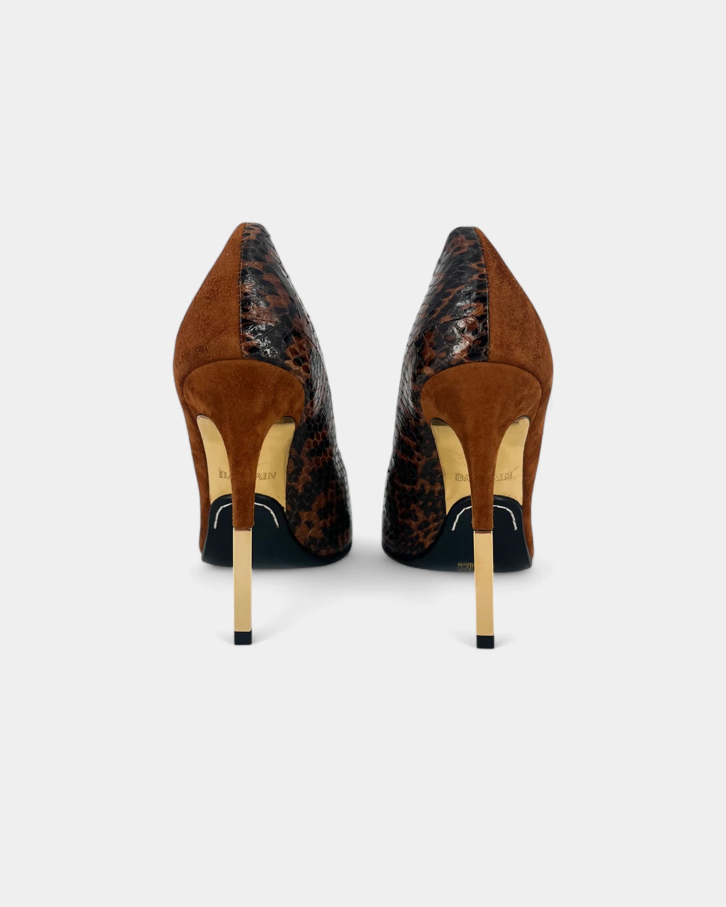 Escarpins marrons en cuir retourné motif reptile - 36.5 EU / 6.5 US