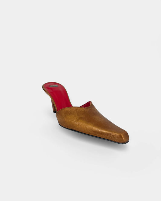 Mules à talons bronzes - 37.5 EU / 7.5 US