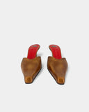 Mules à talons en cuir bronze