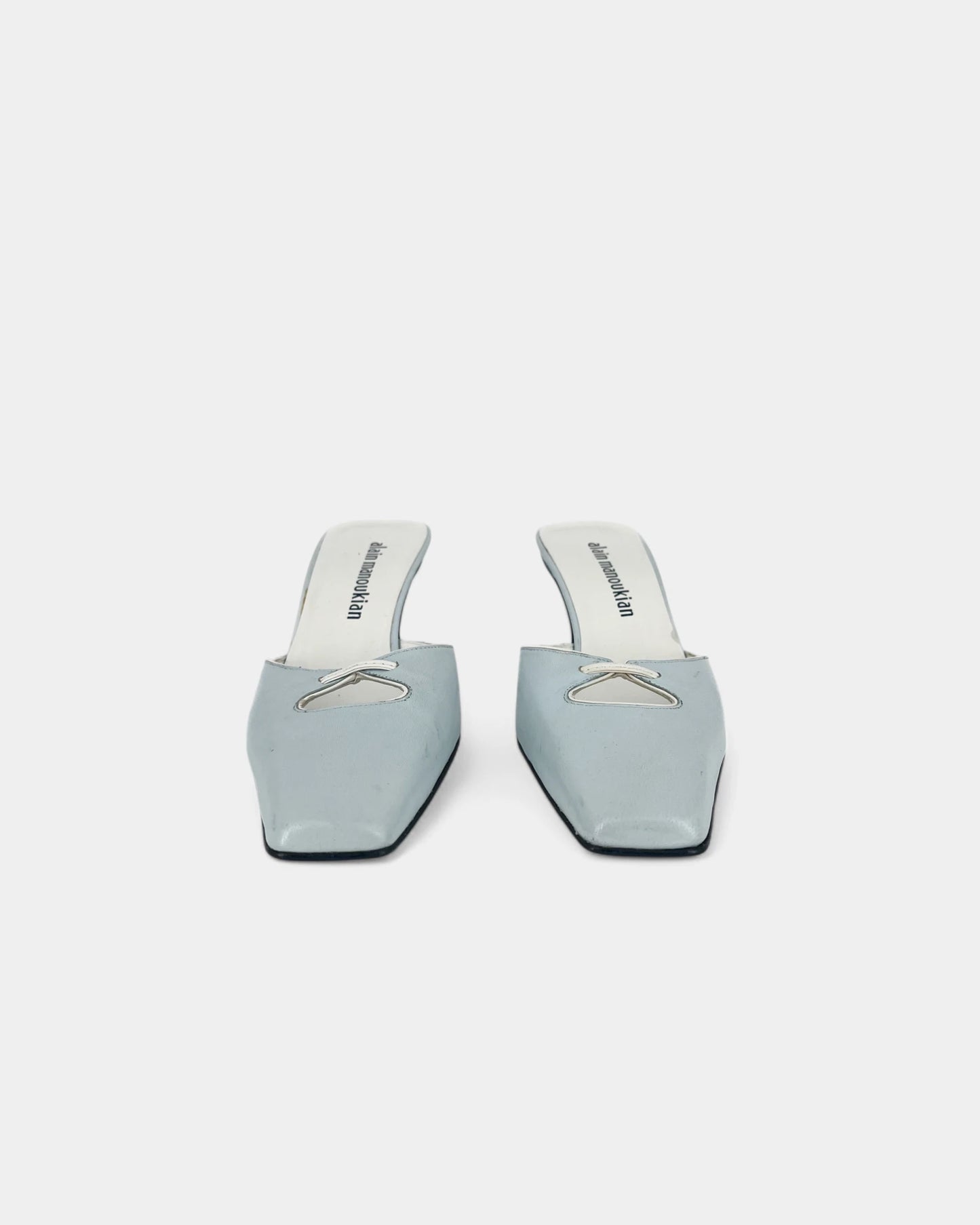Blue heeled mules