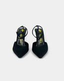 Escarpins noirs à talon jaune