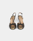 Brown and tortoiseshell slingbacks