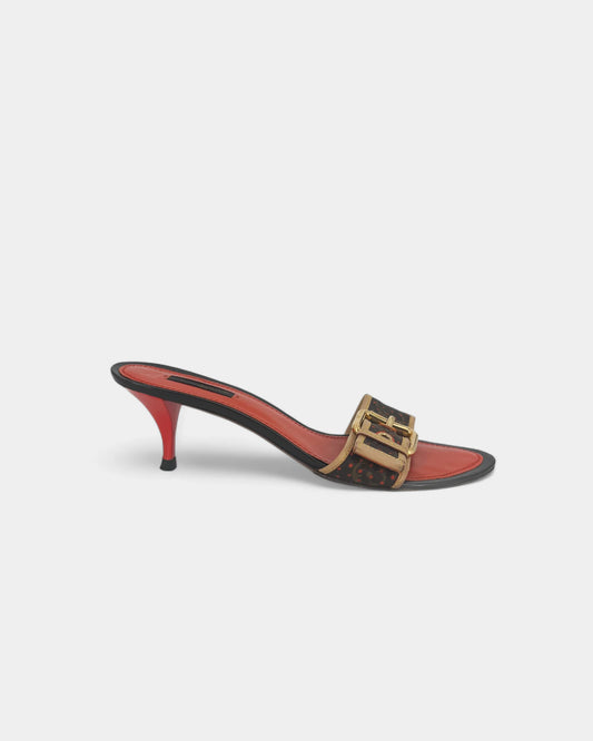 Mules oranges et marrons à talons - 39 EU / 9 US