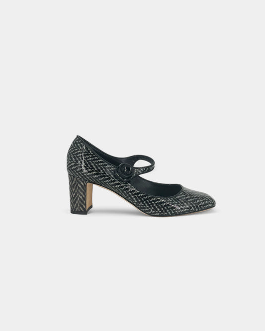 Mary-Jane cirées noires à motif - 40 EU / 10 US