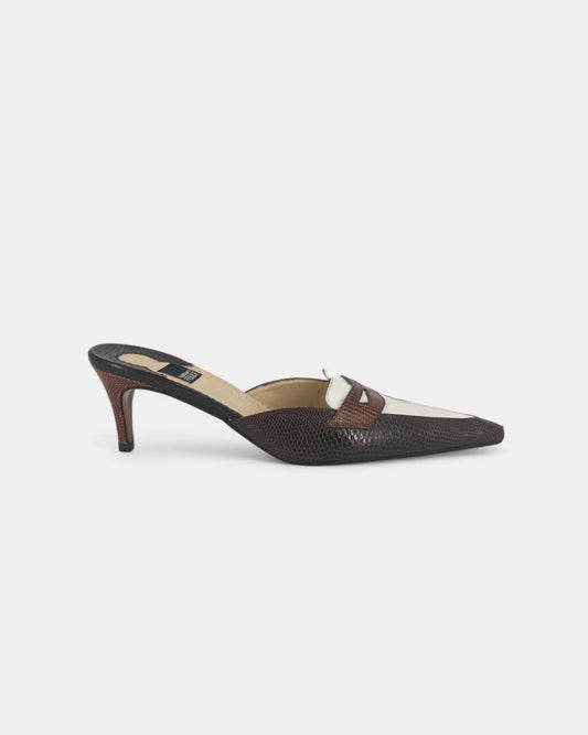 Mules à talons à motif crocodile - 39.5 EU / 9.5 US