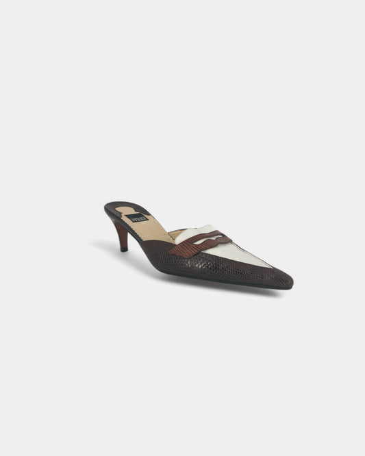 Mules à talons à motif crocodile - 39.5 EU / 9.5 US