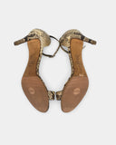 Open-toe pumps with crocodile pattern