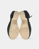 Sandales noires à plateforme et détails fraise