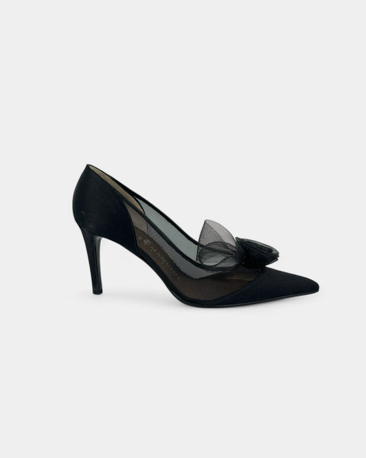 Escarpins noirs en satin et tulle - 36.5 EU / 6.5 US