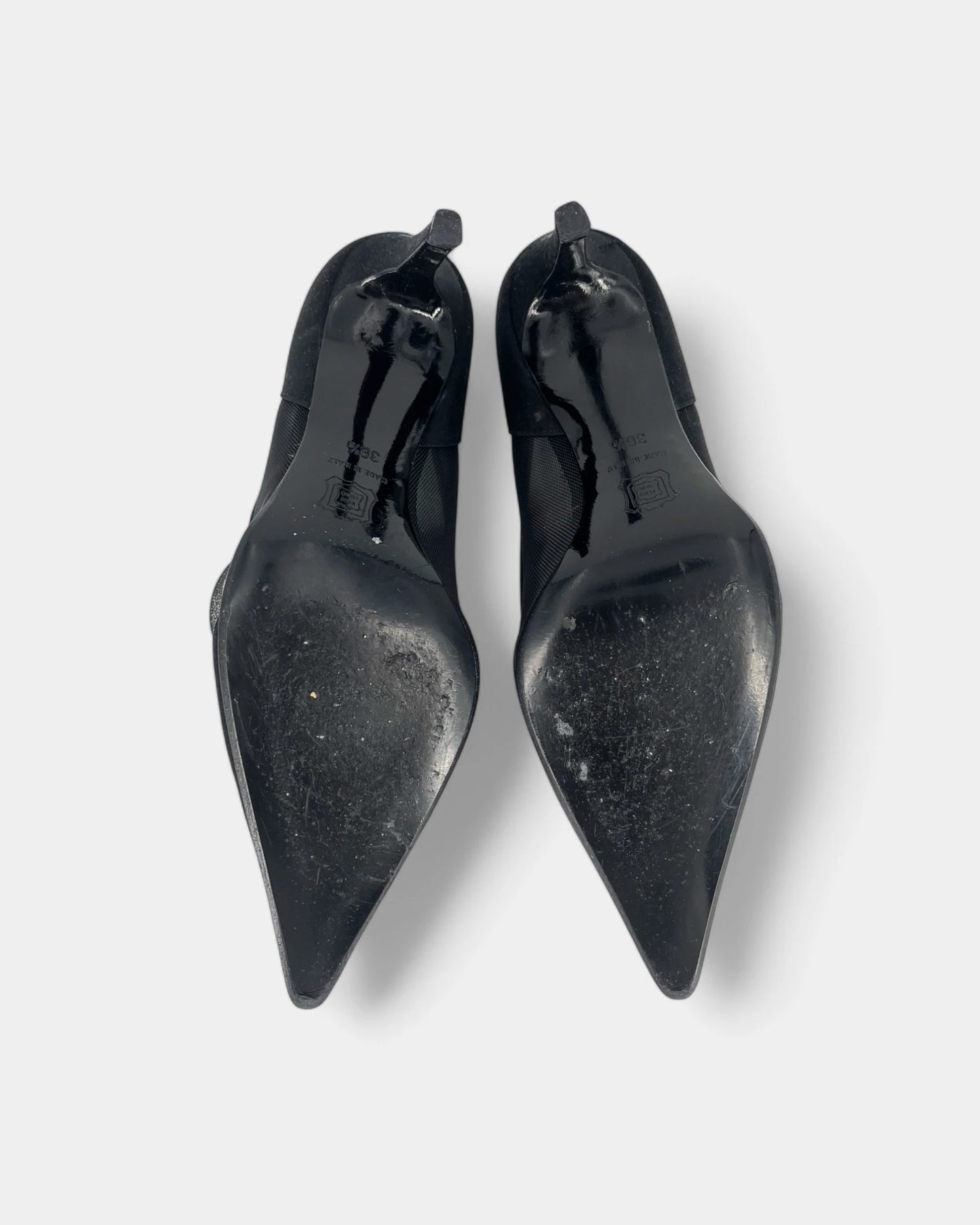 Escarpins noirs en satin et tulle - 36.5 EU / 6.5 US