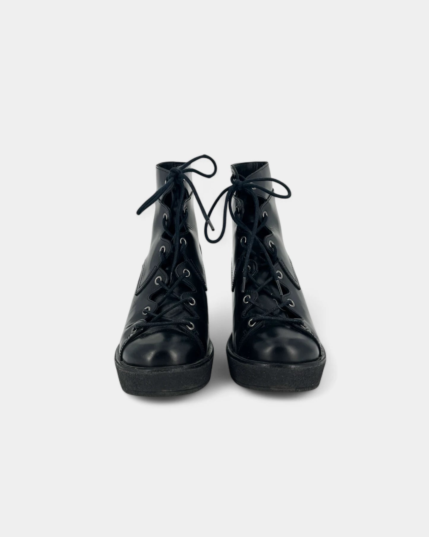 Bottines noires à lacets compensées - 38 EU / 8 US