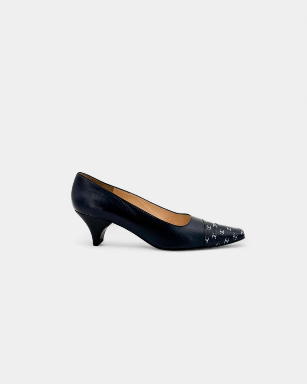 Escarpins en cuir avec bout carré logo CC - 38.5 EU / 7.5 US