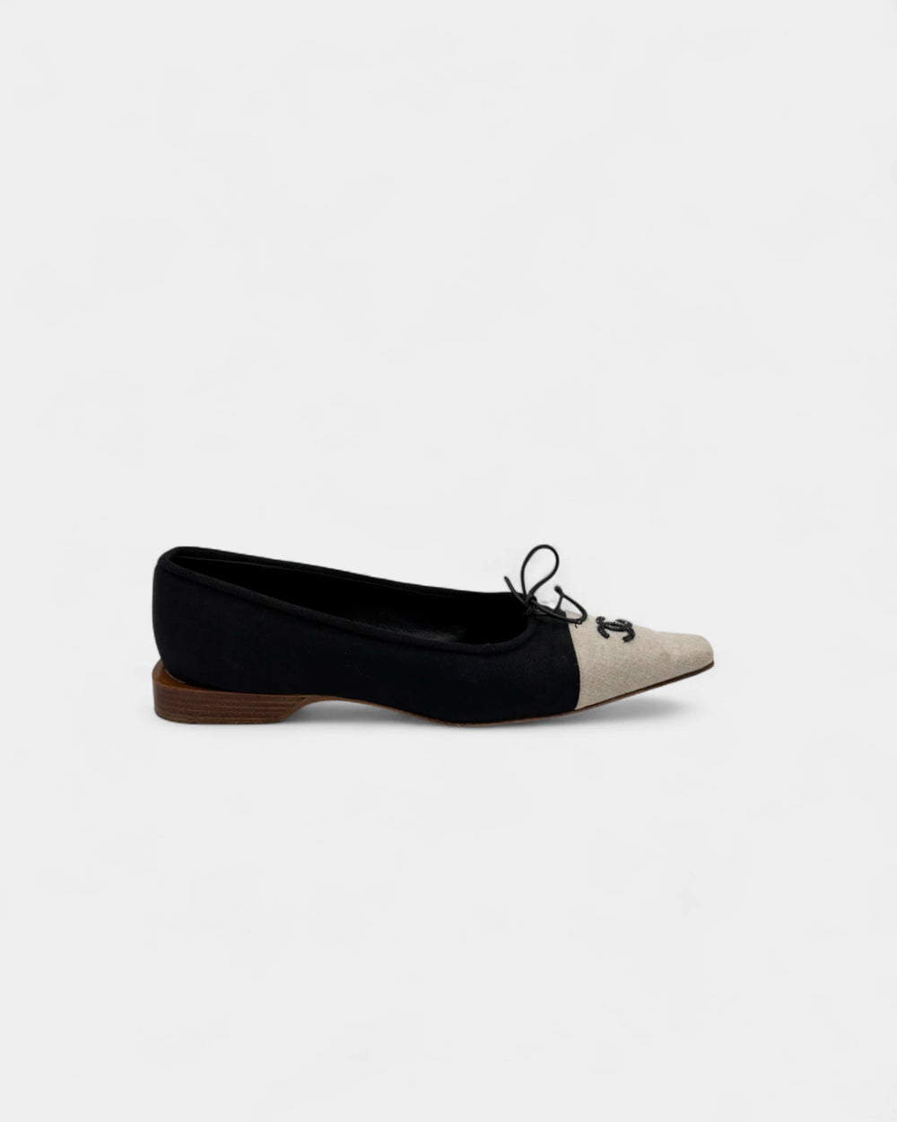 Ballerines bicolores toile et logo CC brodé -  37 EU / 6 US