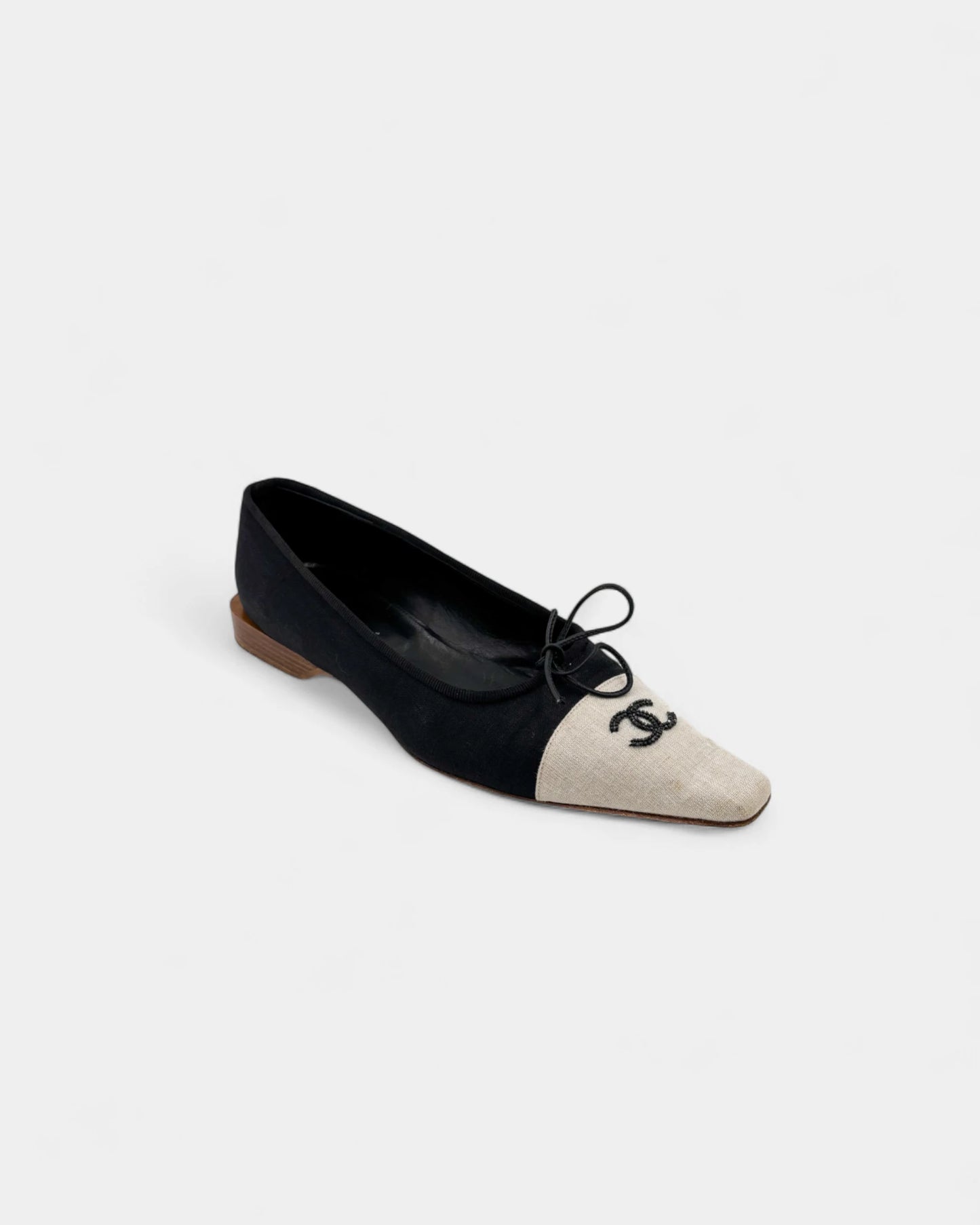 Ballerines bicolores toile et logo CC brodé -  37 EU / 6 US
