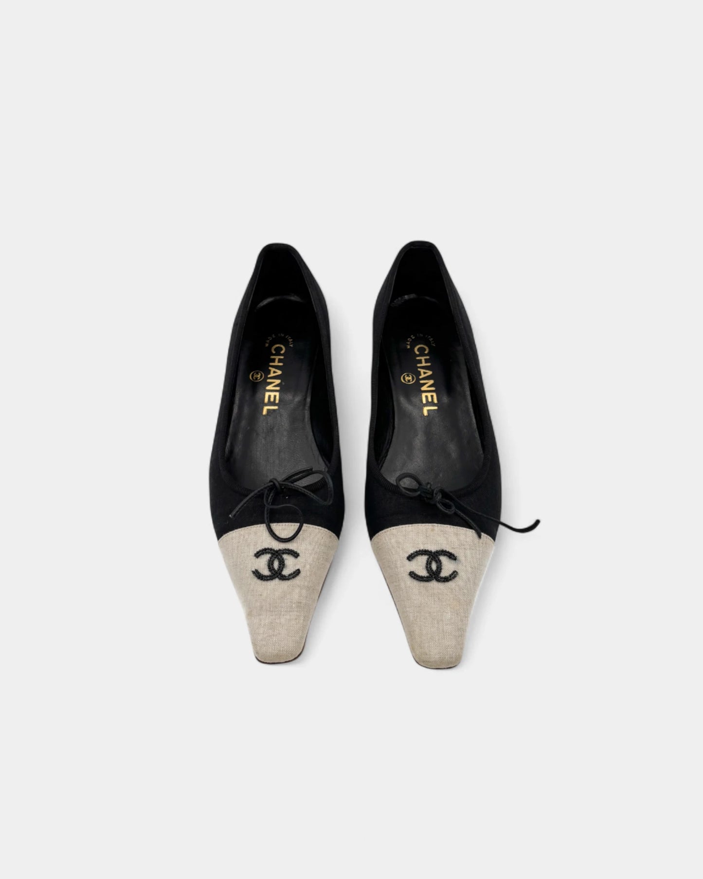 Ballerines bicolores toile et logo CC brodé -  37 EU / 6 US