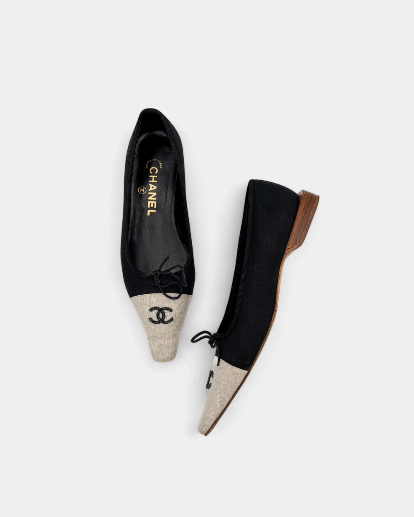 Ballerines bicolores toile et logo CC brodé -  37 EU / 6 US