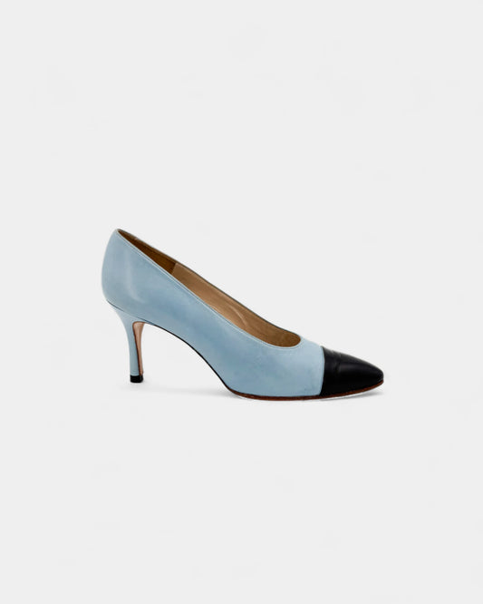 Escarpins bicolore bleu ciel et noir - 37.5 EU / 6.5 US