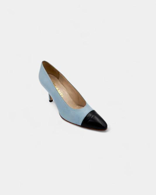Escarpins bicolore bleu ciel et noir - 37.5 EU / 6.5 US