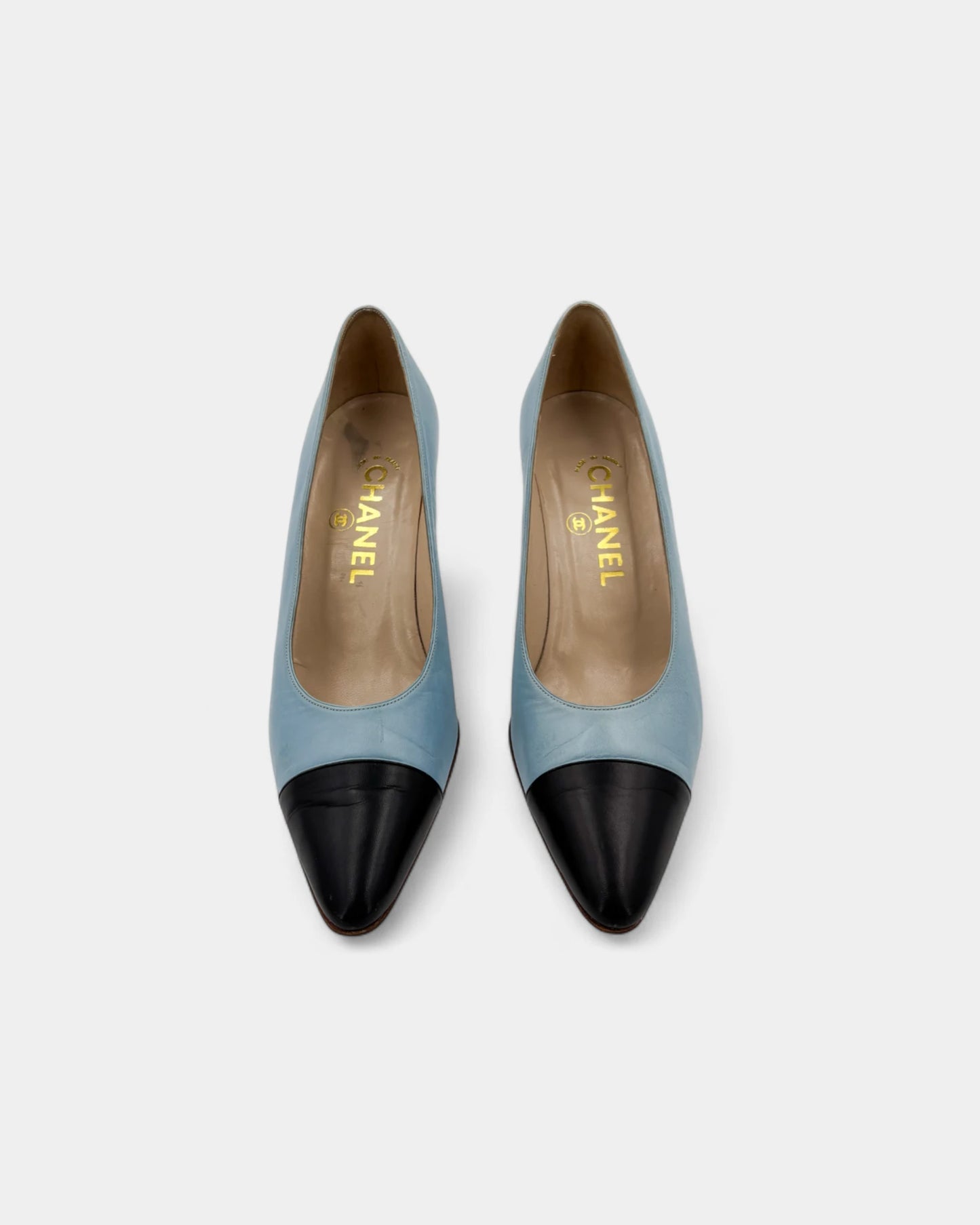 Escarpins bicolore bleu ciel et noir - 37.5 EU / 6.5 US